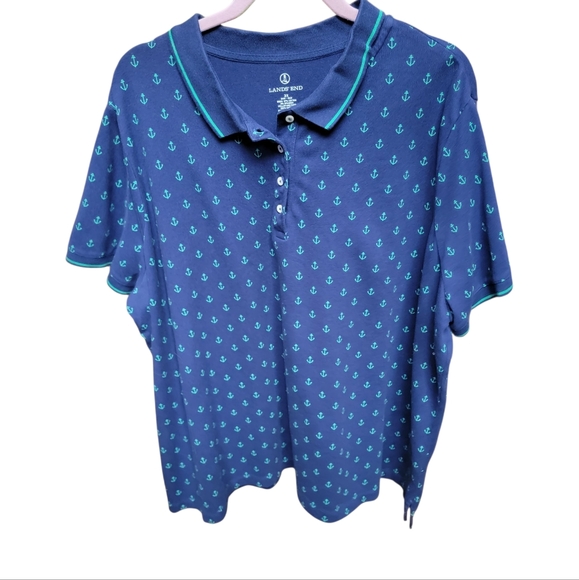 Lands' End Women's Blue Anchor Polo 3X - Picture 1 of 4